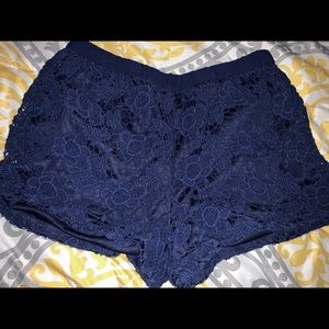 Navy Blue Lace Shorts